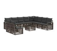 vidaXL Ensemble de canapé de Jardin 11 pcs Gris polyrotin, Canapé Moderne, résistant aux intempéries, Modular, en Poly Rattan, Set de Jardin, Housses lavables, Pieds réglables