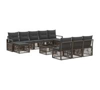 vidaXL Ensemble de canapé de Jardin 11 pcs Gris polyrotin, Canapé modulable élégant, résistant aux intempéries pour Vos réunions en extérieur, Confort Exceptionnel, mobilier Polyvalent