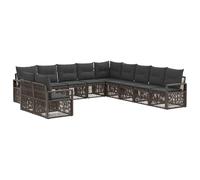 vidaXL Ensemble de canapé de Jardin 11 pcs Gris polyrotin, Canapé modulable, résistant aux intempéries, mobilier de Jardin, Salon extérieur Flexible, sièges de Patio reconfigurables