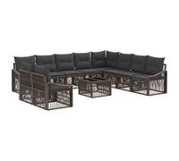 vidaXL Ensemble de canapé de Jardin 11 pcs Gris polyrotin, Sofa Moderne et résistant, Design modulable avec Pieds Ajustables, Parfait pour se détendre et se retrouver Dehors
