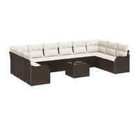 vidaXL Ensemble de canapé de Jardin 11 pcs Marron Poly rotin, Canapés modulables avec Pieds réglables, mobilier de Jardin et terrasse pour Vivre Dehors, Lounge élégant.