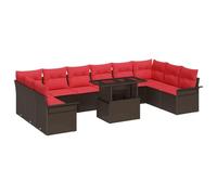 vidaXL Ensemble de canapé de Jardin 11 pcs Marron Poly rotin, Mobilier de Jardin, canapé Lounge pour 11, en rotin résistant, Ensemble Repas extérieur, Parfait pour terrasses