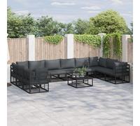 Vidaxl Ensemble De Canapé De Jardin 11 Pcs Noir 70 X 70 X 32 Cm