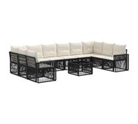 vidaXL Ensemble de canapé de Jardin 11 pcs Noir et Blanc crème, Canapé de Jardin Moderne, résistant aux intempéries, Design modulaire pour Une Assise Confortable en extérieur