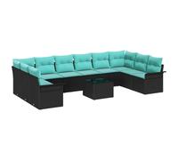 vidaXL Ensemble de canapé de Jardin 11 pcs Noir Poly rotin, Canapé modulable Moderne pour Jardin, terrasse, avec Rangement, léger et résistant aux UV, mobilier extérieur Comfy