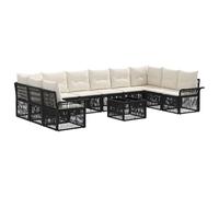 vidaXL Ensemble de canapé de Jardin 11 pcs Noir polyrotin, Canapé de Jardin Moderne, Meubles d'extérieur résistants, Ensemble modulable, Fauteuil rotin Ajustable, Confort Patio