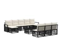 vidaXL Ensemble de canapé de Jardin 11 pcs Noir polyrotin, Canapé modulable élégant, résistant aux intempéries pour Vos réunions en extérieur, Confort Exceptionnel, mobilier Polyvalent
