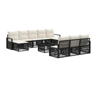 vidaXL Ensemble de canapé de Jardin 11 pcs Noir polyrotin, Sofa de Jardin modulaire, résistant aux intempéries, mobilier extérieur, Coin détente, Confort assuré
