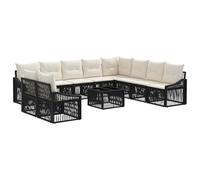 vidaXL Ensemble de canapé de Jardin 11 pcs Noir polyrotin, Sofa Moderne et résistant, Design modulable avec Pieds Ajustables, Parfait pour se détendre et se retrouver Dehors
