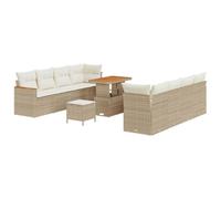 vidaXL Ensemble de canapé de jardin avec coussins 11 pcs Beige Poly Rattan