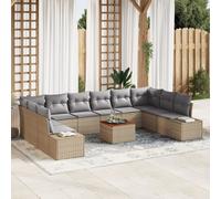 Vidaxl Ensemble De Canapé De Jardin 11 Pièces Avec Coussins Beige Rotin Poly Acacia Beige