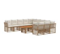 vidaXL Ensemble de canapé de Jardin 12 pc Blanc Naturel et Crème