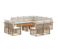 vidaXL Ensemble de canapé de Jardin 12 pc Blanc Naturel et Crème