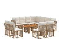 vidaXL Ensemble de canapé de Jardin 12 pc Blanc Naturel et Crème