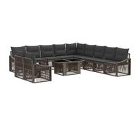 vidaXL Ensemble de canapé de Jardin 12 pc Gris et Gris foncé polyrotin