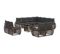 vidaXL Ensemble de canapé de Jardin 12 pc Gris et Gris foncé polyrotin