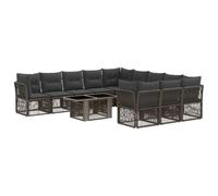 vidaXL Ensemble de canapé de Jardin 12 pc Gris polyrotin