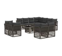 vidaXL Ensemble de canapé de Jardin 12 pc Gris polyrotin