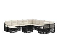 vidaXL Ensemble de canapé de Jardin 12 pc Noir et Blanc crème