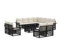 vidaXL Ensemble de canapé de Jardin 12 pc Noir et Blanc crème