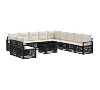 vidaXL Ensemble de canapé de Jardin 12 pc Noir et Blanc crème