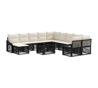 vidaXL Ensemble de canapé de Jardin 12 pc Noir et Blanc crème