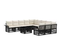 vidaXL Ensemble de canapé de Jardin 12 pc Noir et Blanc crème