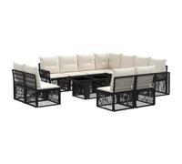 vidaXL Ensemble de canapé de Jardin 12 pc Noir et Blanc crème