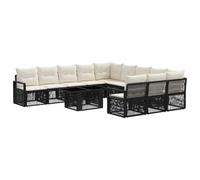 vidaXL Ensemble de canapé de Jardin 12 pc Noir et Blanc crème