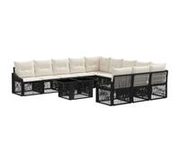 vidaXL Ensemble de canapé de Jardin 12 pc Noir et Blanc crème