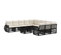 vidaXL Ensemble de canapé de Jardin 12 pc Noir et Blanc crème