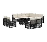 vidaXL Ensemble de canapé de Jardin 12 pc Noir et Blanc crème