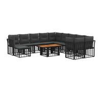vidaXL Ensemble de canapé de Jardin 12 pc Noir et Gris foncé polyrotin