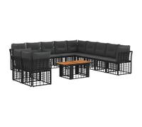 vidaXL Ensemble de canapé de Jardin 12 pc Noir et Gris foncé polyrotin