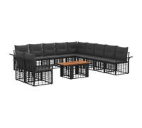 vidaXL Ensemble de canapé de Jardin 12 pc Noir et Gris foncé polyrotin