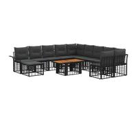 vidaXL Ensemble de canapé de Jardin 12 pc Noir et Gris foncé polyrotin