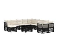 vidaXL Ensemble de canapé de Jardin 12 pc Noir polyrotin