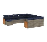 vidaXL Ensemble de canapé de Jardin 12 pcs avec Coussins Gris résine tressée
