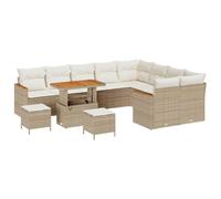 vidaXL Ensemble de canapé de jardin avec coussins 12 pcs Beige Poly Rattan