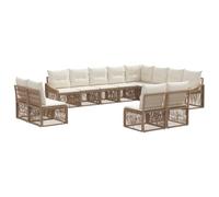 vidaXL Ensemble de canapé de Jardin 12 pcs Beige polyrotin, Canapé modulable Moderne, résistant aux intempéries, avec Pieds Ajustables, idéal pour se détendre au Jardin