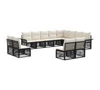 vidaXL Ensemble de canapé de Jardin 12 pcs Noir polyrotin, Sofa modulable extérieur, mobilier de Jardin résistant aux intempéries, Ensemble Lounge Moderne pour se Relaxer