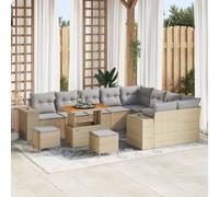 Vidaxl Ensemble De Canapé De Jardin 12 Pièces Avec Coussins En Rotin Poly Beige, Vidaxl Ensemble De Salle À Manger De Jardin 3 Pièces Avec Coussins En Rotin Poly Beige