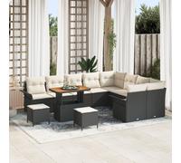 Vidaxl Ensemble De Canapé De Jardin 12 Pièces Avec Coussins En Rotin Poly Noir Acacia, Vidaxl Ensemble De Salle À Manger De Jardin 3 Pièces Avec Coussins En Rotin Poly Noir Acacia, Vidaxl Canapé De Ja