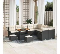 Vidaxl Ensemble De Canapé De Jardin 12 Pièces Avec Coussins En Rotin Poly Noir Acacia, Vidaxl Ensemble De Salle À Manger De Jardin 3 Pièces Avec Coussins En Rotin Poly Noir Acacia, Vidaxl Canapé De Ja