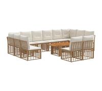 vidaXL Ensemble de canapé de Jardin 13 pc Blanc Naturel et Crème