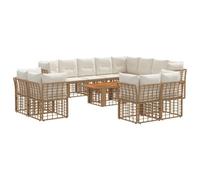 vidaXL Ensemble de canapé de Jardin 13 pc Blanc Naturel et Crème