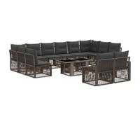 vidaXL Ensemble de canapé de Jardin 13 pc Gris et Gris foncé polyrotin