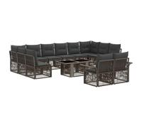 vidaXL Ensemble de canapé de Jardin 13 pc Gris et Gris foncé polyrotin