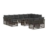 vidaXL Ensemble de canapé de Jardin 13 pc Gris polyrotin