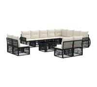vidaXL Ensemble de canapé de Jardin 13 pc Noir et Blanc crème